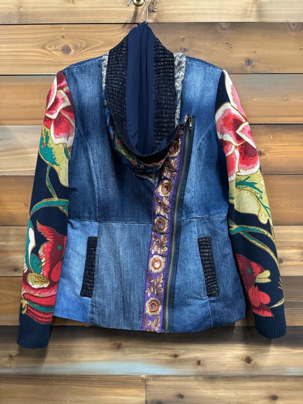 Desigual Marsella denim knit jacket Womens Size Medium
